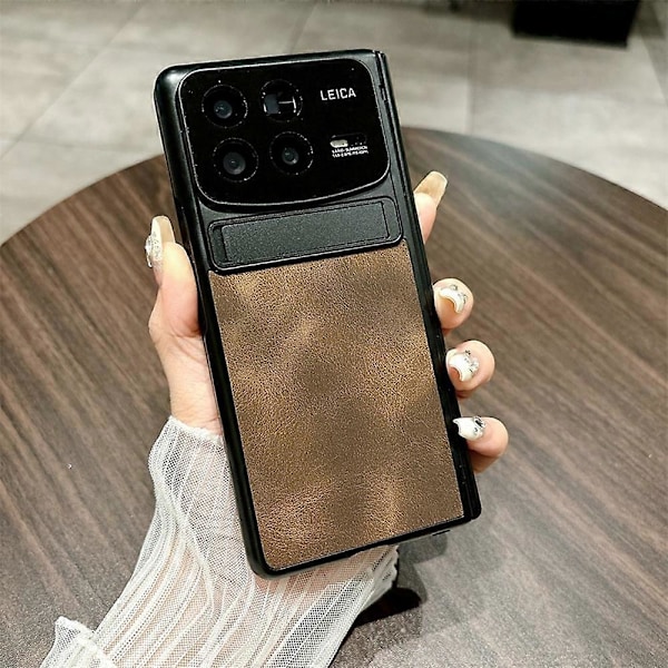 Xiaomi Mix Fold 4 5G -kotelo nahka+PC jalustalla - Vihreä Multicolor Brown