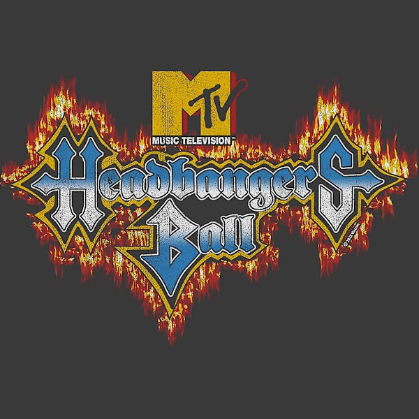 Mtv 80-tal Musik TV Headbangers Ball Fire Logo Vuxen Kortärmade T-shirts Grafiska T-shirts Gray XXL