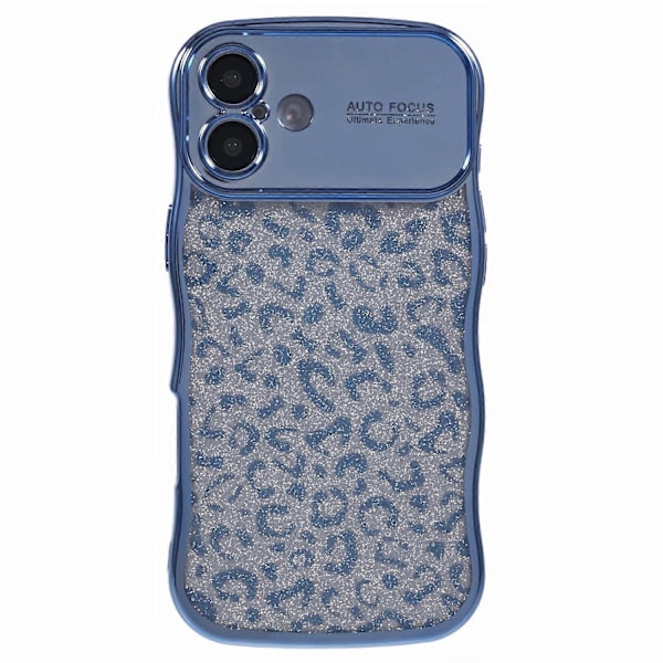 iPhone 16 Plus -kotelo, kihara kehys, TPU-puhelinkuori, leopardikuvioinen glitter Multicolor Style E