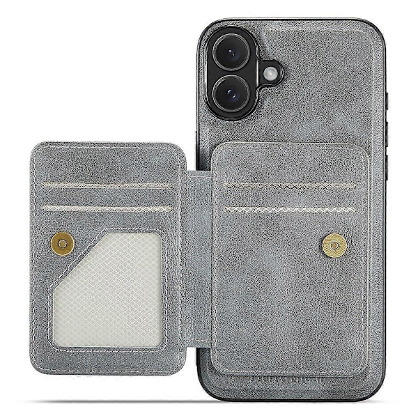 FIERRE SHANN 028 Stil iPhone 16 Deksel Magnetisk Avtakbar Kortlommer Lær Bakdeksel Multicolor Style F