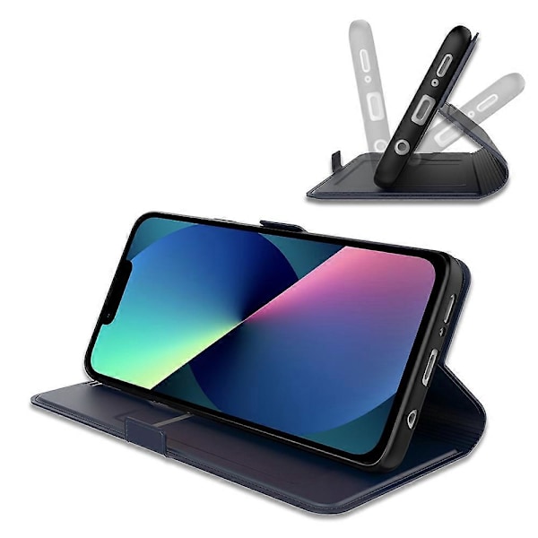 Beskyttelsescover til iPhone 15 Plus PU Læder Stand Kort Slot Telefon Cover Multicolor Style C