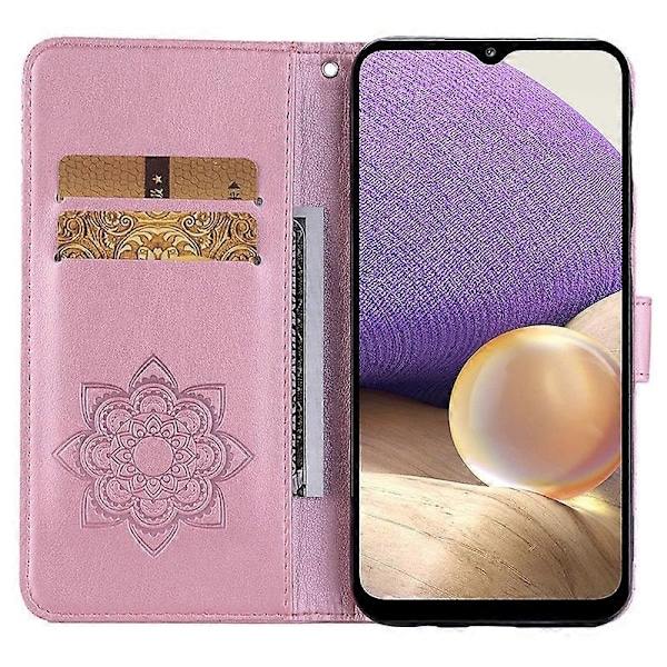 Til Samsung Galaxy S23 FE Cover Ugle Blomst Præget Rhinestone Læder Telefon Stand Cover Multicolor Style B