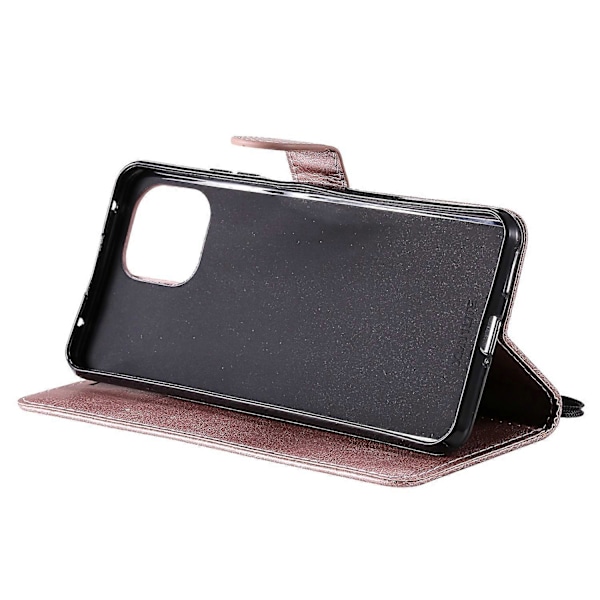 KT Leather Series-2 Almindelig PU Læder Telefon Wallet Stand Shell med Rem til Xiaomi Mi 11 Lite