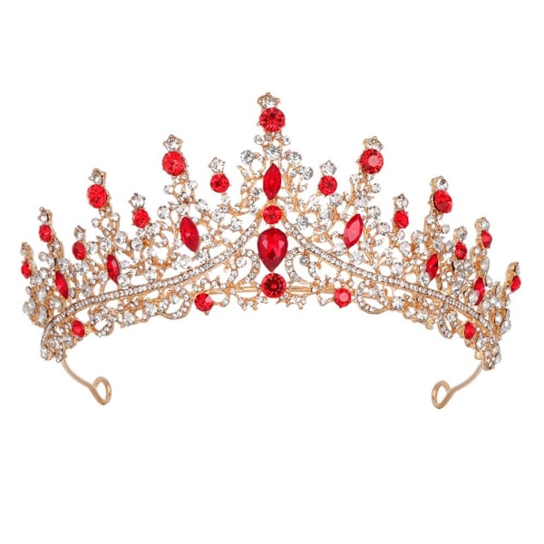 Legering Krona Bröllop Tiara Kristall Rhinestone Krona RÖD Red