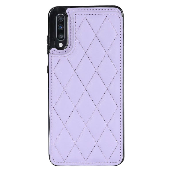 Rfid-blockerande phone case för Samsung Galaxy A70 Pu Läder+tpu-korthållare Kickstand- cover Purple