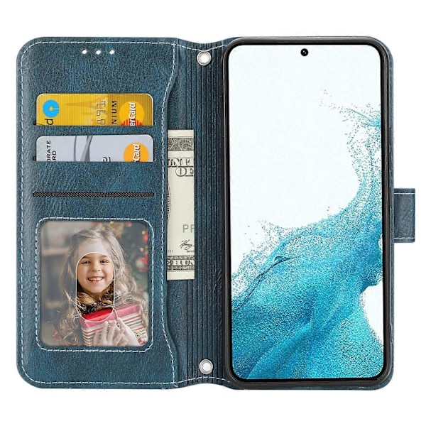 Til Samsung Galaxy S23 FE Etui Lynlås Pung PU Læder Støtteben Mobiltelefon Cover med 2 Stropper Multicolor Style A