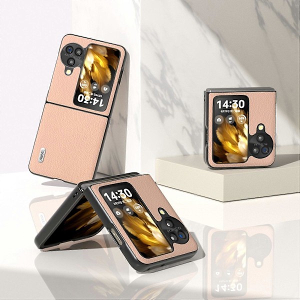 Ægte læder+PC beskyttende telefoncover til Oppo Find N3 Flip 5G Multicolor Style C