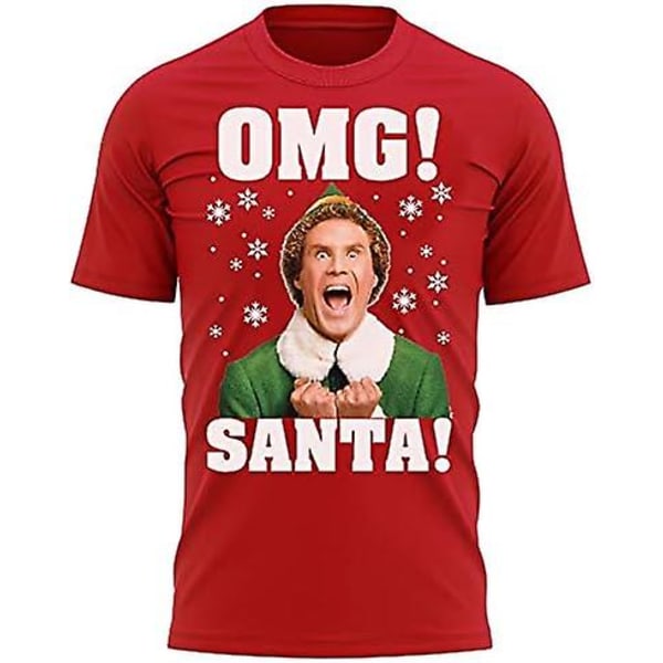 Omg tomten! Funny Elf Movie Christmas Unisex T-shirt Present Shirt Gift Red L