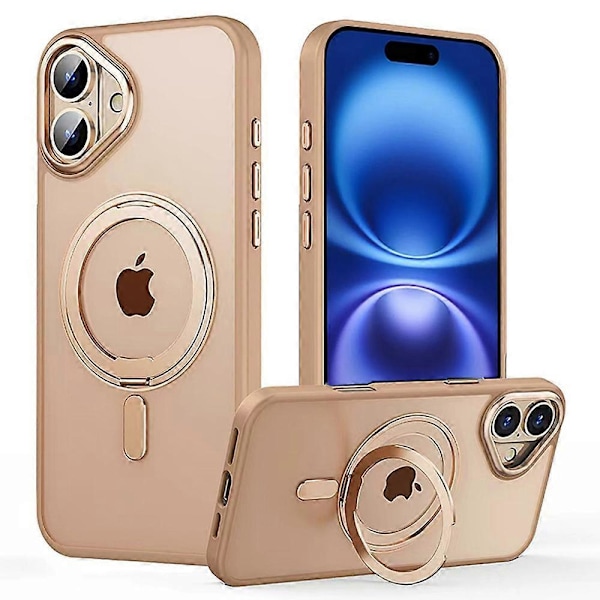 Skal för iPhone 16 Plus Kompatibelt med MagSafe TPU+Akryl+Metall Ställ Matt Telefonskydd Multicolor Matte Bronze Gold