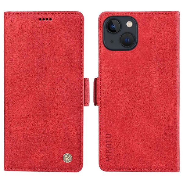 YIKATU YK-005 Skinnkänsla PU Läder Plånboksfodral med Stötsäkert Ställ för iPhone 15 Multicolor Style H