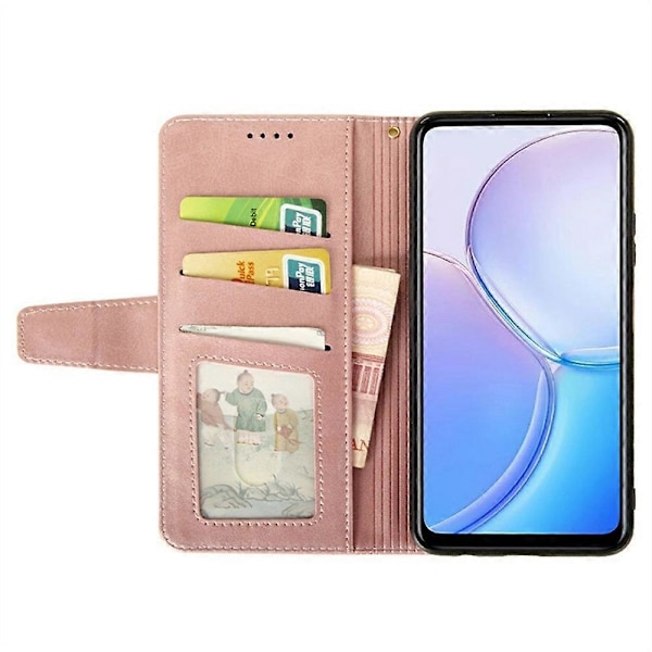 IDEWEI Honor 300 Pro -kotelo, nahkalompakko, puhelinkotelo, jalusta, vasikannahkajäljitelmä Multicolor Pink