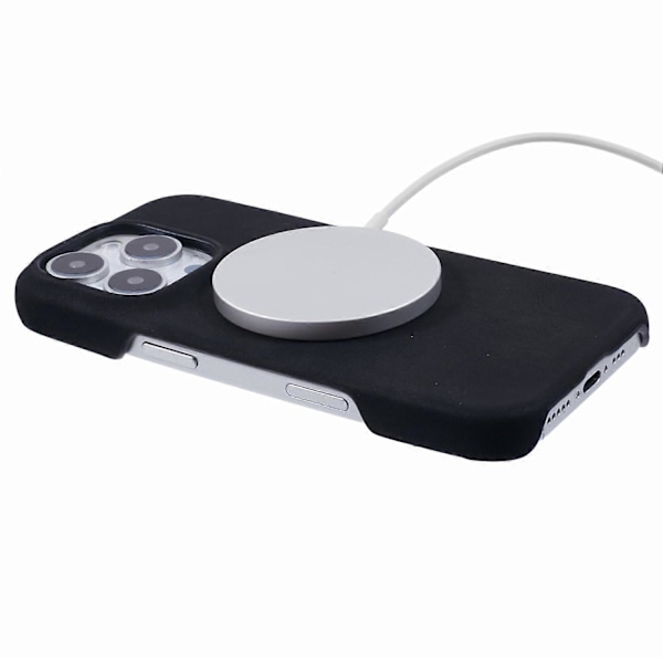 Skal för iPhone 16 Pro Max Kompatibelt med MagSafe, Hudvänligt Läder + PC Baksida - Grå Multicolor Black