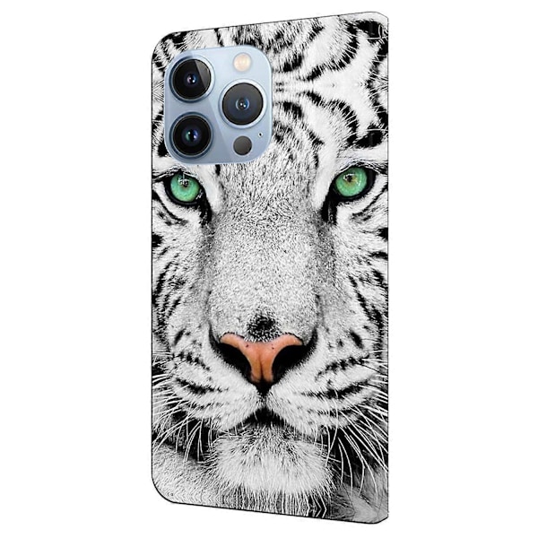 Til iPhone 16 Pro Max Etui Mønsterprintet Beskyttelsescover TPU+PU Læder Flip Telefon Etui Multicolor Style D