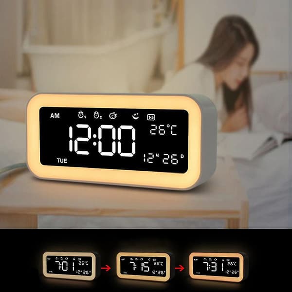 Led Wake-up Light Väckarklocka Färgglad Atmosphere Night Light Clock Smart Creative Music Clock