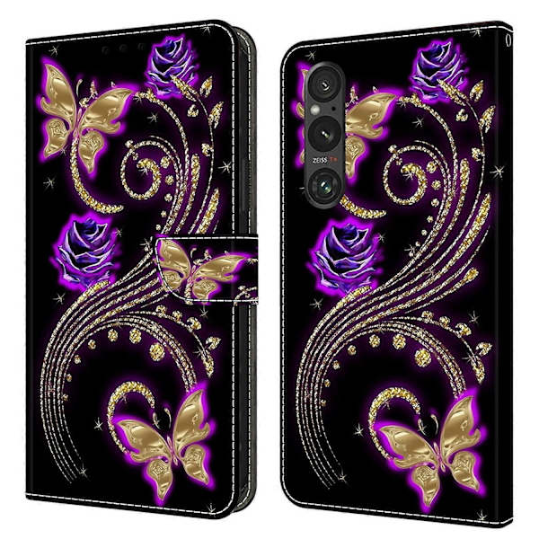 Plånboksfodral i PU-läder med 3D-mönster och ställ för Sony Xperia 1 V Multicolor Style N