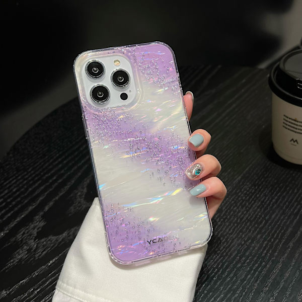 För Iphone 14 Pro Max Shell Grain Gradient Case Glitter Tpu Stötsäkert cover Purple