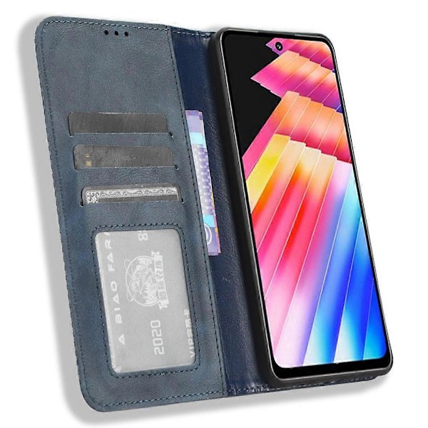 Til Infinix Hot 30 Play Retro PU Læder Telefonetui Folio Standpung Beskyttende Skal Multicolor Style B