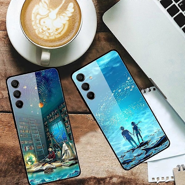 Samsung Galaxy A15 4G/5G -puhelimen suojakuori, pudotussuoja, kuvioitu karkaistu lasi Multicolor Study