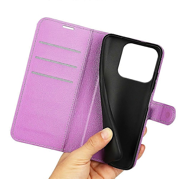 Til ZTE Blade V70 Etui Litchi Tekstur Stødsikkert Læder Wallet Telefon Cover - Grøn Multicolor Purple