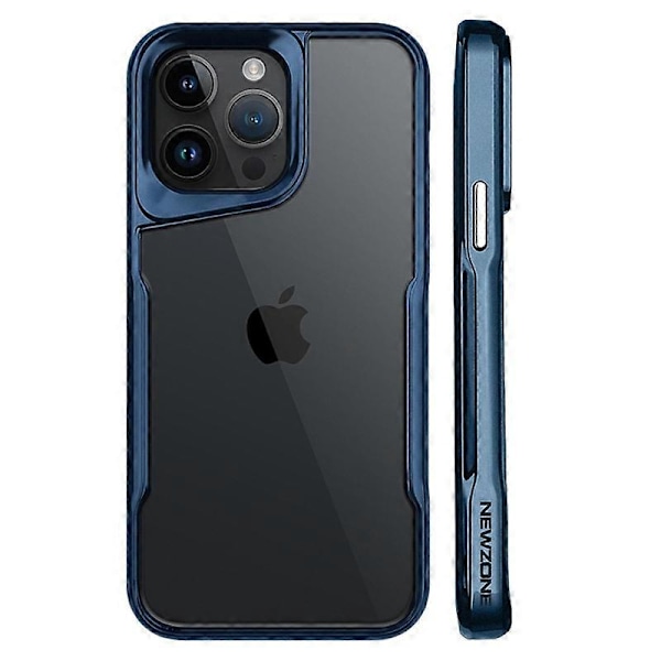 NEWZONE Mobilskal för iPhone 15 Pro Max, Matt, Falltåligt TPU+Akrylskal Multicolor Titanium Blue