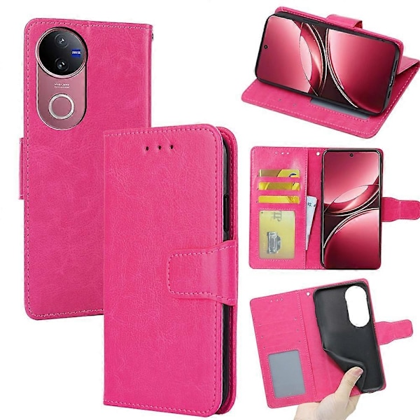 Til vivo V50 5G Etui Pung PU Læder + TPU Foldbart Stativ Telefon Cover Multicolor Rose