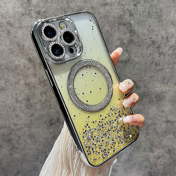 Magnetiskt skal för iPhone 13 Pro, skyddande TPU+PC glitterfodral Multicolor Style D