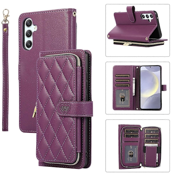 Samsung Galaxy S24 -kotelo PU-nahkaa vetoketjutaskulla, jalustalla ja käsilaukulla Multicolor Style C