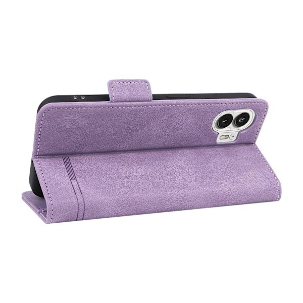 Nothing Phone (2) -puhelimelle tarkoitettu Hardware Decor -läppäkotelo, PU-nahkaa, jalustalla ja lompakolla Purple