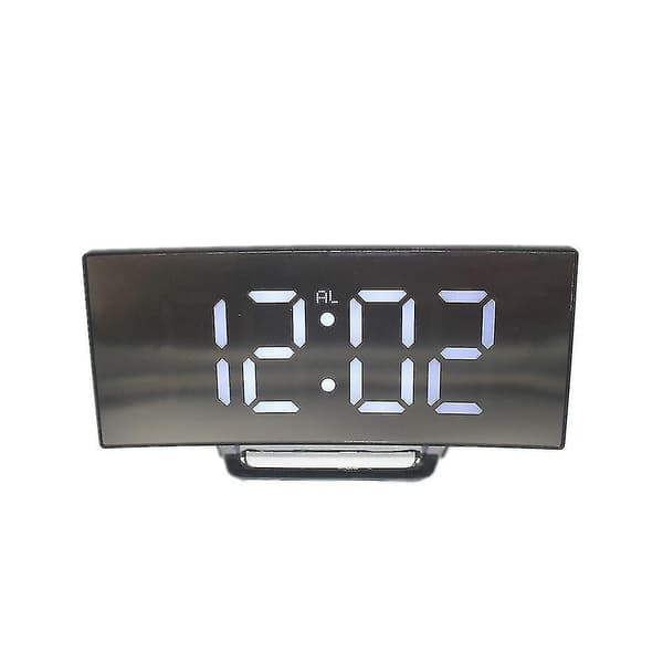 Creative Curved Led Clock Studentväckarklocka Kreativ elektronisk klocka White