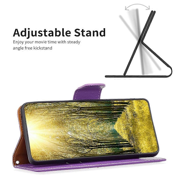 Til iPhone 15 Plus Støvtæt PU Læder Mobiltelefon Cover Wallet Flip Stand Case med Rem Multicolor Style B