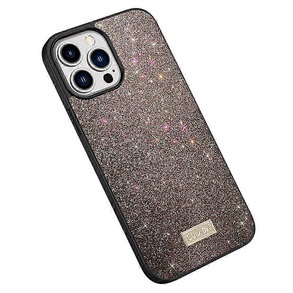 SULADA Baksidesskydd för iPhone 15 Pro, PU Läderbelagd PC+TPU Glitter Paljetter Mobilskal Multicolor Style D