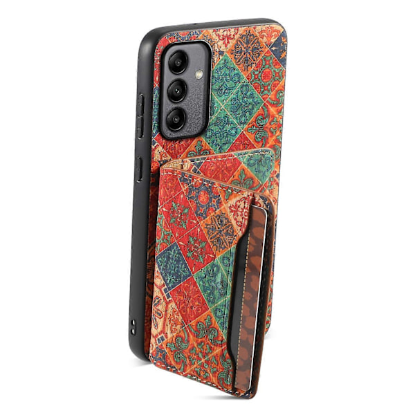 Samsung Galaxy A05s 4G -kotelo, värikäs kukkakuvioinen nahkainen takakansi korttipidikkeellä ja jalustalla Multicolor Style C
