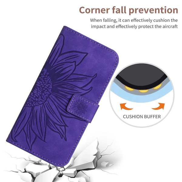 Ht04 Anti-dropp phone case för Motorola Edge+ (2023) / Moto X40 5g / X40 Pro 5g, Solrospräglat läderställ Plånbok Anti-Scratch cover Dark Purple