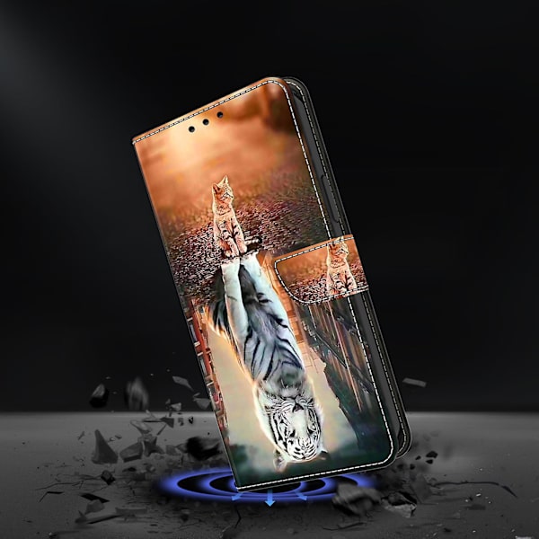 Plånbok Phone case För Motorola Moto G54 5g Case 3d Mönsterutskrift Läder Flip Cover Cat and Tiger