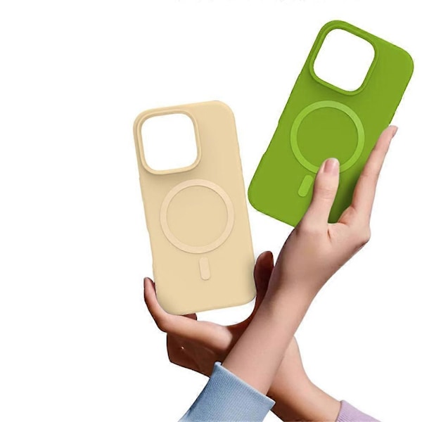 Magnetisk etui til iPhone 16 Pro med mikrofiberforing PC+Flydende silikone telefoncover Multicolor Coffee