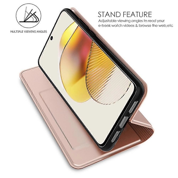 Motorola Moto E15 4G/G05 4G -kotelo PU-nahkainen puhelinkotelo korttipidikkeellä, jalustalla ja magneettilukolla Multicolor Style C