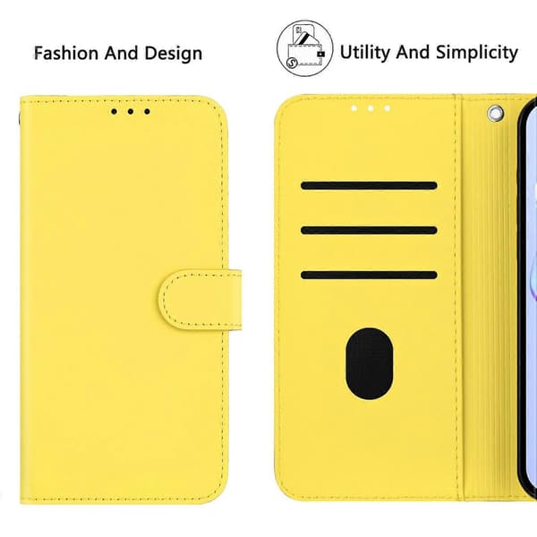 Solid farve tegnebog læder telefoncover med rem til Realme GT7 Pro Racing 5G Multicolor Lemon