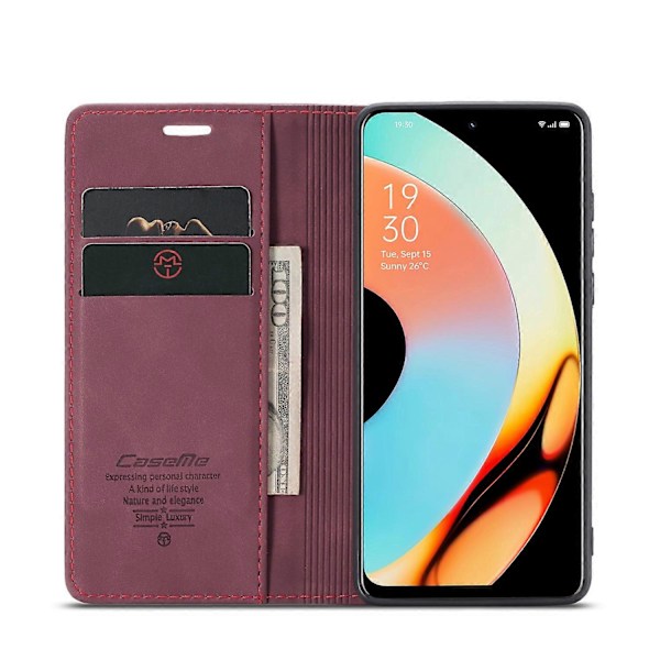 Til Realme 10 Pro+ 5G Etui CASEME 013 Serie Kortholder Stativ Læder Telefon Cover Multicolor Style D