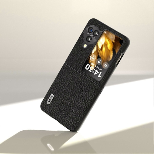For Oppo Find N3 Flip 5G Ekte Kuskinn+PC Telefondeksel Fallbeskyttelse Multicolor Style D
