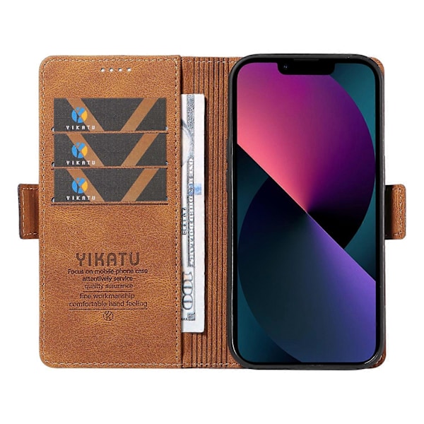 YIKATU YK-005 Skinnkänsla PU Läder Plånboksfodral med Stötsäkert Ställ för iPhone 15 Multicolor Style C