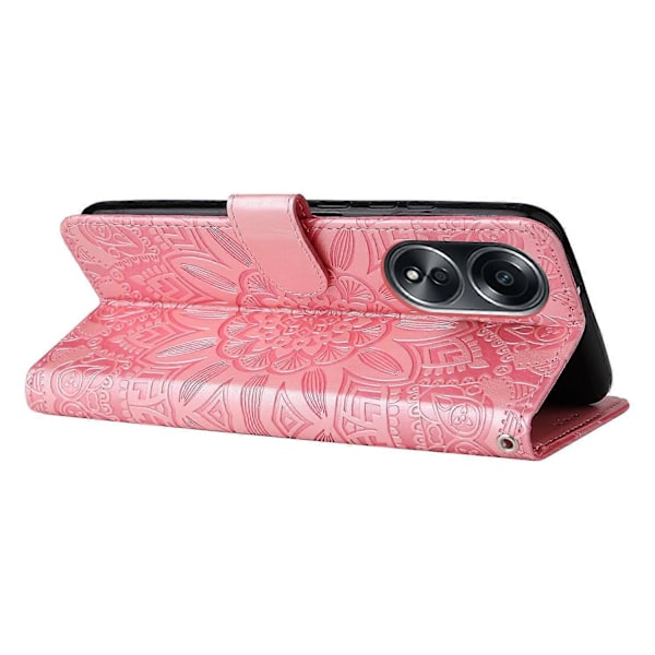 Mobiltelefonetui til Oppo A58 4G, Wallet Stand Shell PU Læder Solsikke Præget Telefoncover Multicolor Style E