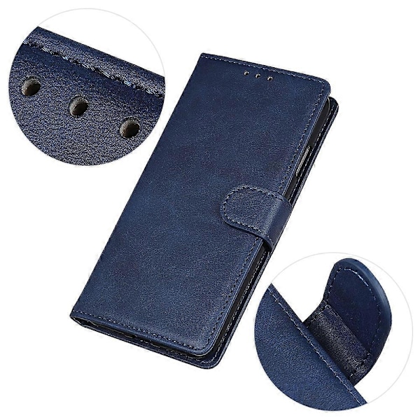 Til Xiaomi Poco C75 4G/Redmi 14R 5G/14C 4G Stand Wallet Case Ko Læder Tekstur Læder Telefon Cover Multicolor Blue