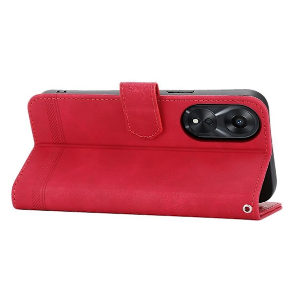 DIERFENG DF-03 læder telefoncover med linjeaftryk og stativpung til Oppo A78 5G Multicolor Style F