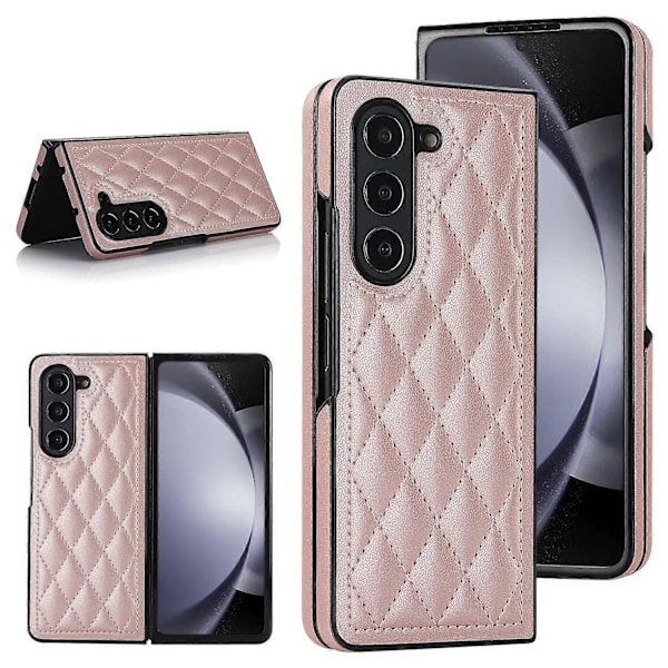ZD04 Sydd Rombe-Grid Telefondeksel for Samsung Galaxy Z Fold5 5G Anti-Ripe PU+PC Deksel Multicolor Style E