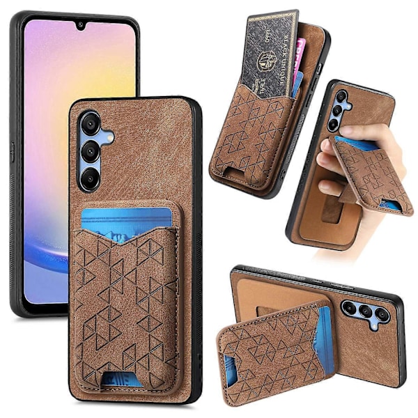 Til Samsung Galaxy A15 4G/5G Etui med Præget Mønster, Kortholder, Støttefod, Læder Bagside Cover Multicolor Style F