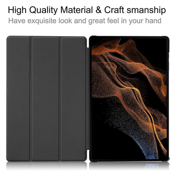 Til Samsung Galaxy Tab S9 Ultra Tablet Case PU Læder Tri-fold Stand Smart Cover Multicolor Style E