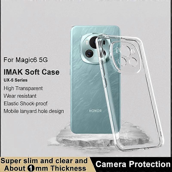 IMAK UX-5 Series För Honor Magic6 5G Slim Design Transparent Fodral Anti-Drop TPU Telefonskal