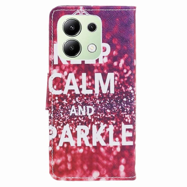 Xiaomi Redmi Note 13 4G Lompakkokotelo PU-nahkaa Kuvioitu Puhelinkotelo Ristikkäinen Tekstuuri Multicolor Keep Calm and Sparkle