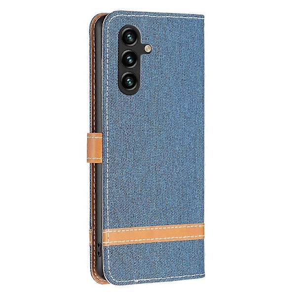 Skal till Samsung Galaxy A15 4G Jeans Tyg Splicing PU Läder Telefonfodral Multicolor Style F