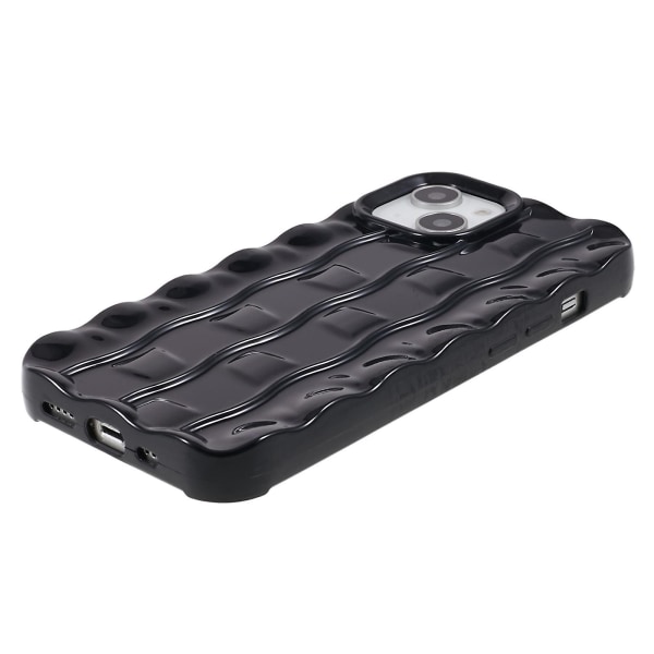 För Iphone 13 Soft Tpu Case 3d randigt mönster Anti-halk bakre cover Black